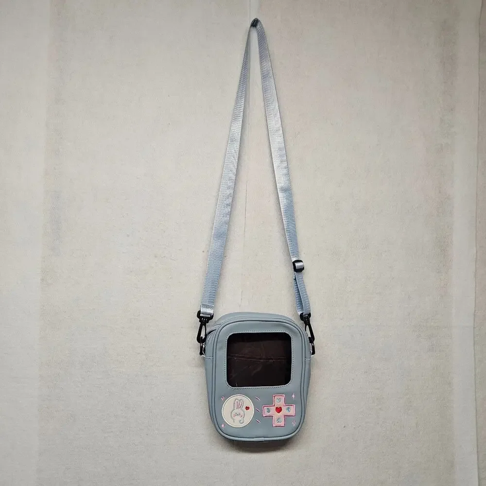 Kawaii Light Blue Handheld Game Console Ita Bag Crossbody Purse Clear Window